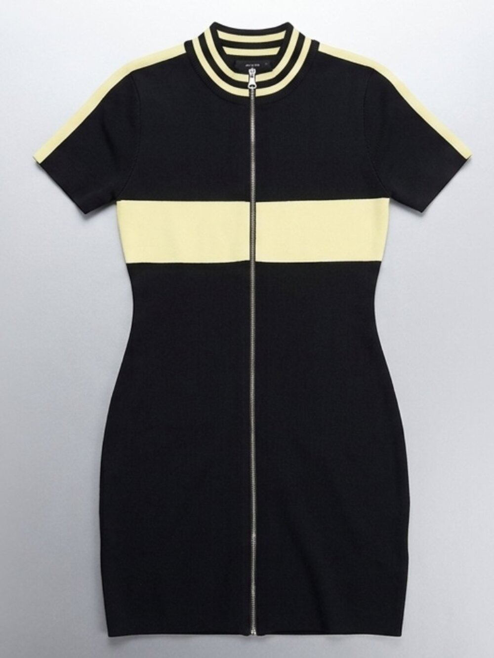 Black & Yellow Stripe Zip-Front Bodycon Large